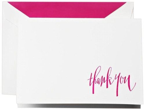 Crane &amp; co. hand engraved raspberry thank you notes (ct1315) for sale