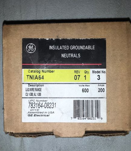 GE TNIA64 200 AMP GROUNDABLE NEUTRAL, NIB *FREE SHIPPING*