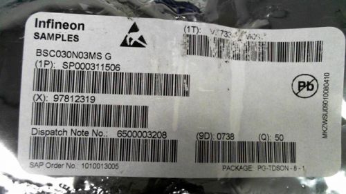 50-PCS N-CHANNEL 30V 100A INFINEON BSC030N03MS G 030N03 BSC030N03MSG