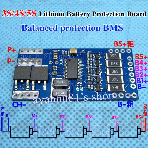 10a battery bms protection board w/ balance 3/ 4/ 5 packs li-ion lithium battery for sale