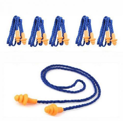 10pcs Reusable Hearing Protection Earplugs Corded Soft Silicone Ear Plugs HS