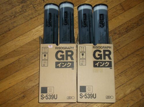 4 GENUINE Riso S539 BLACK Duplicator Ink GR1700 GR1750 GR2710 GR2750 GR3750