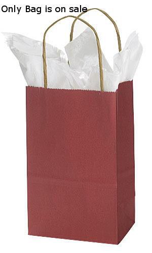 Count of 25 new retail small brick red paper shopper 5  1/4 ” x 3  1/4 ” x 8  3/4 ” for sale