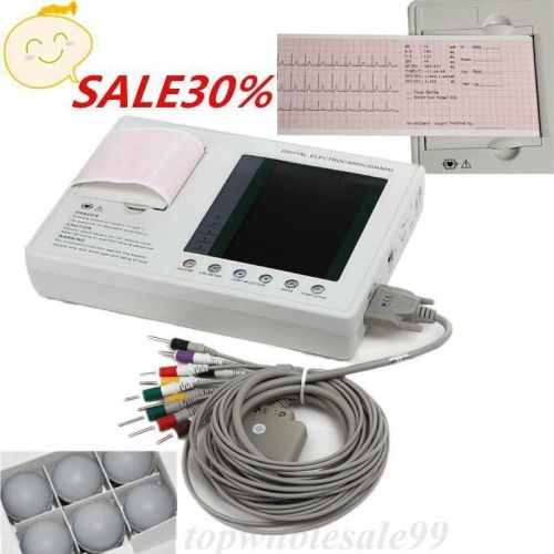 12-lead digital 3-channel electrocardiograph ecg/ekg+interpretation+dhl shipping for sale