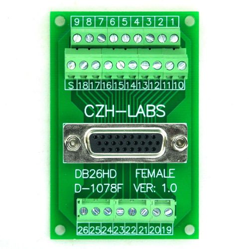 D-SUB DB26HD Female Header Breakout Board, Terminal Block, DSUB Connector.