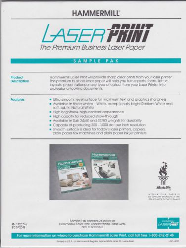 HAMMERMILL LASER PRINT SAMPLE PRINT 25 SHEETS SAMPLE PAK