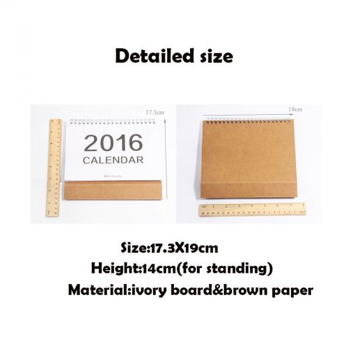 Two-Color Academic 14-Month Desk Pad Calendar Brown Paper Easy Standing