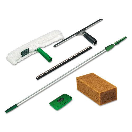 Pro window cleaning kit w/8ft pole, scrubber, squeegee, scraper, sponge for sale