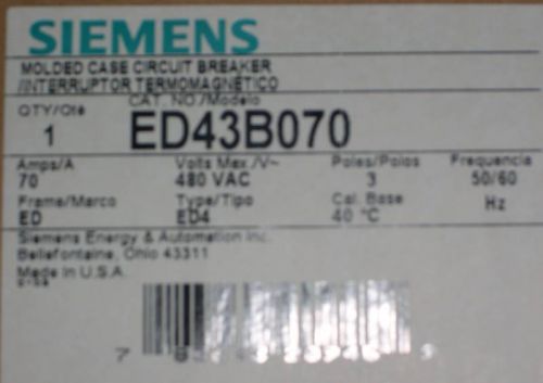 SIEMENS ITE 3 POLE CIRCUIT BREAKER, ED43B070