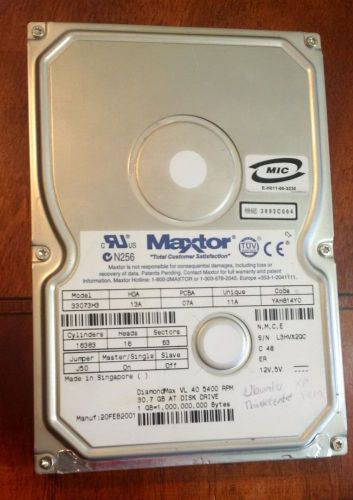 Maxtor 33073H3 Code YAH814Y0 5400RPM 30GB IDE Desktop Hard Drive 3.5&#034;