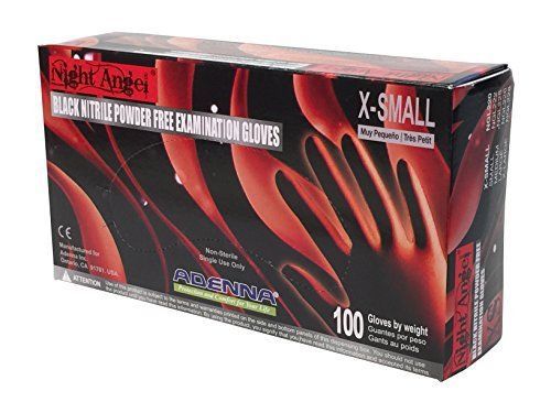 Adenna Night Angel 4 mil Nitrile Powder Free Exam Gloves Black, X-Small