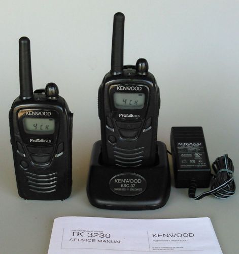 Pair of Kenwood ProTalk TK-3230-K XLS UHF Transceivers with KSC-37 Charging Base