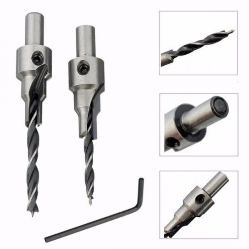 2pcs 4mm-5mm hss 5 flute countersink drill bits set reamer woodworking chamfer for sale