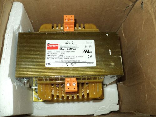 DAYTON 4MTV4  TRANSFORMER , INOPUT VOLTAGE 277V, Out120V, 750VA , 1 PHASE