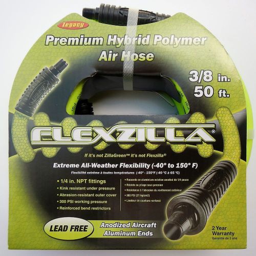 Legacy hfz3850yw2 flexzilla 3/8&#034; x 50&#039; 300 psi green hybrid air hose won&#039;t kink for sale