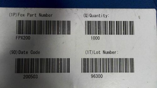 65-PCS CRYSTAL FREQUENCY 3-PIN CSMD SURFACE MOUNT FOX FPX200 200