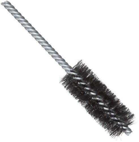 Weiler Power Tube Brush, Steel, Round Shank, Double Stem, Double Spiral, 1&#034; Wire