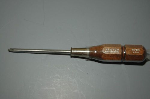 PROTO NEW 9784 #2 Phillips Screwdriver  Wood Handle, 4&#034; Shank, 8-3/4&#034; OAL, USA