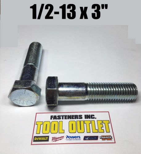 (Qty 200) 1/2-13 x 3&#034;  Hex Bolt Zinc Plated Grade 5 Cap Screw Partial Thread