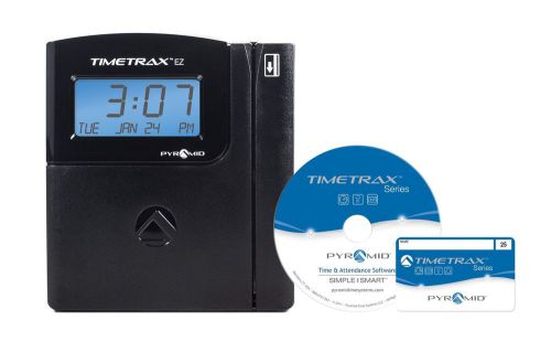 Pyramid TimeTrax TTEZ Auto-Totaling Swipe Card Time Clock System Complete wit...