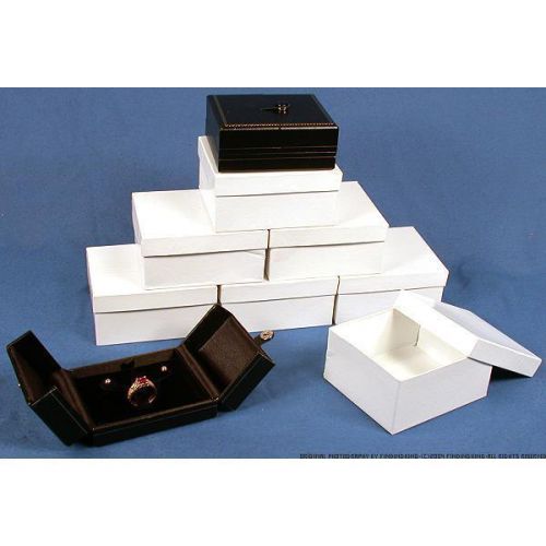 6 Black Ring &amp; Earring Snap Lid Gift Boxes 3 1/2&#034;