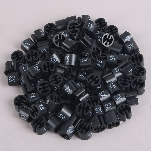 100pcs Black Hanger Sizer Garment Markers &#034;XS&#034;Plastic Size Marker Tags