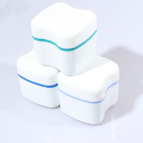 Denture box with basket european type mouth guard dental storage container pack for sale
