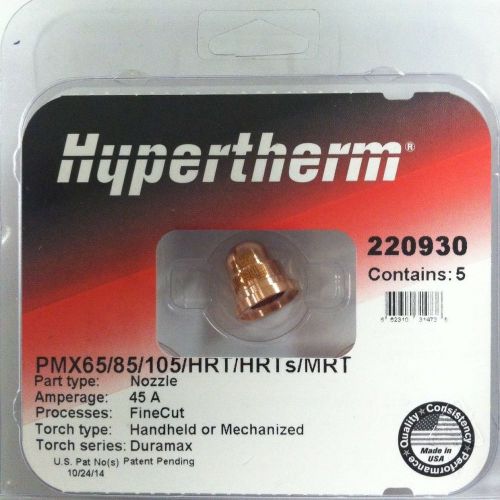Genuine Hypertherm 220930 Nozzles 45A Powermax 65 85 &amp; 105 OEM HRT/MRT (5 Pack)