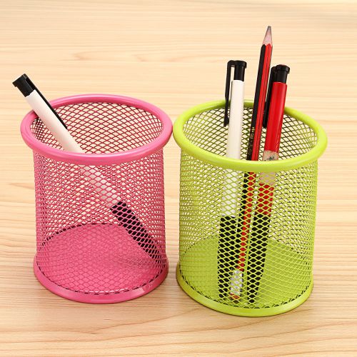 Office Supplies Desk Organizer Tool Mesh Pen Pencil Holder Round multiple Colour