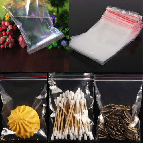 100PCS Resealable Plastic Bags 10X7cm Small Zip Lock Clip Clear Seal Pop