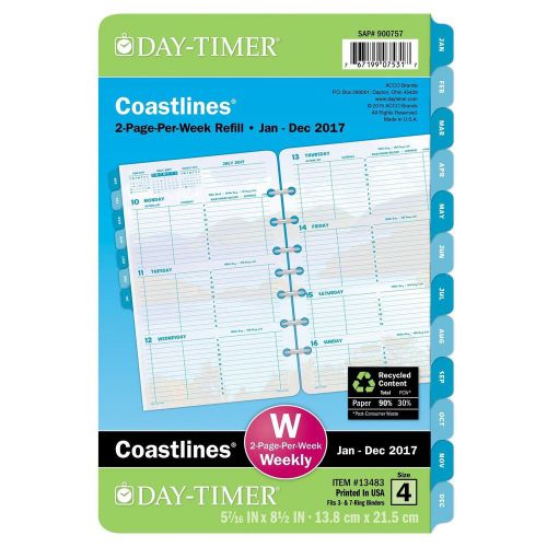 Day-timer weekly planner refill 2017, 2 page per week, loose leaf, 5-1/2 x 8-1/2 for sale