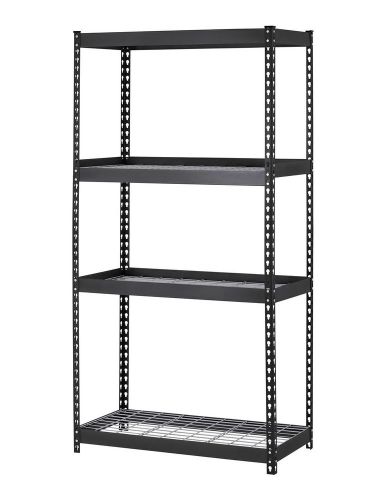 Muscle Rack 4-Shelf Heavy Duty Durable Steel Shelving Attractive Black Finish