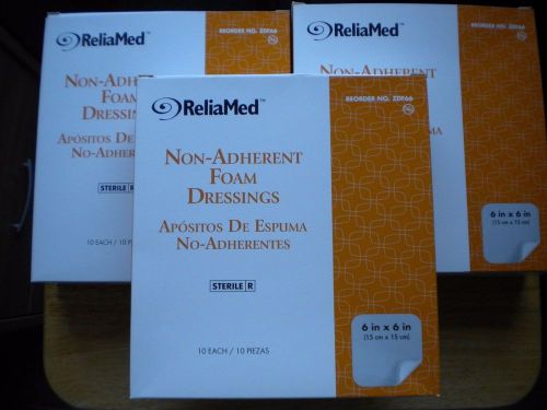 RELIAMED STERILE LATEX-FREE NON-ADHERENT FOAM DRESSING 6x6 No. ZDF66 BOX w/10pcs