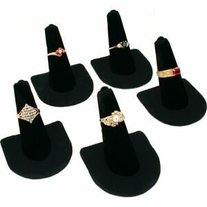 5 Black Velvet Ring Displays Holders Showcase 2&#034;