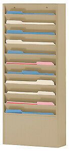 DURHAM 406-75 Literature Rack, 10 Pockets, 13-1/8&#034; x 1-3/4&#034; x26&#034;, Cranberry