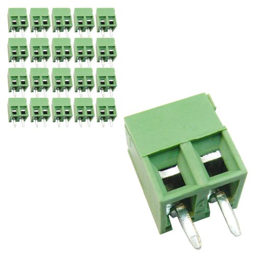 20 pcs 3.81mm Pitch 150V 9A 2P Poles PCB Screw Terminal Block Connector Green