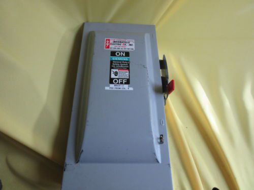 SIEMENS, GF323N, SAFETY SWITCH, 3P, 100A, 240VAC, 4W, FUSED, NEMA TYPE 1