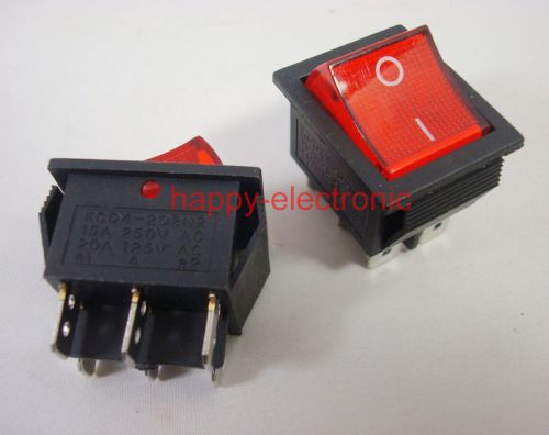 25PCS 6Pin RED ILLUMINATED ROCKER SWITCH DPDT ON/OFF 20A/125VAC-15A /250VAC