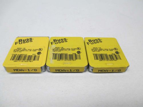 LOT 15 NEW BUSSMANN MDA-1/8 1/8A AMP 250V-AC FUSE D379646