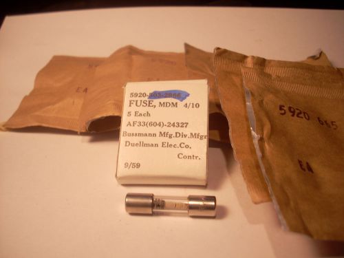 25 EA COOPER BUSSMAN MFG  FUSE,CARTRIDGES MDM4-10 NSN 5920-00-665-3058