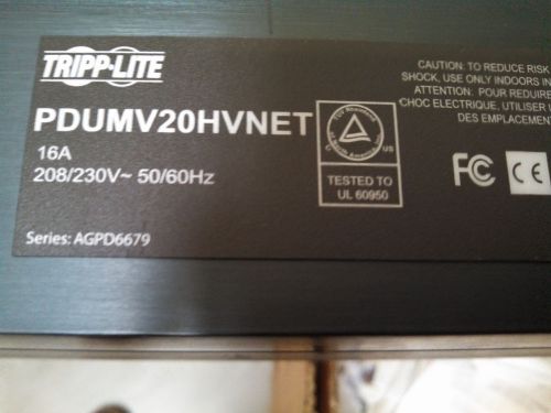 Tripp lite pdumv20hvnet single phase switched pdu 16/20a 208v c13/c19 l6-20p for sale