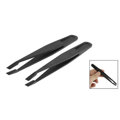 New 2 Pcs Practical Anti-Static Flat Tip Tweezers Electronic Repair Tool Gift