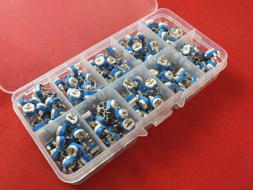 200pcs 10 Values Potentiometer Trimpot Variable Resistor Assortment Box Kit