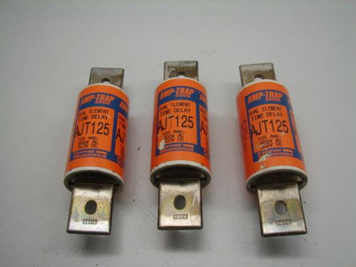 GOULD SHAWMUT AJT125 DUAL ELEMENT TIME DELAY FUSE 125A 600VAC (LOT OF 3) *XLNT*