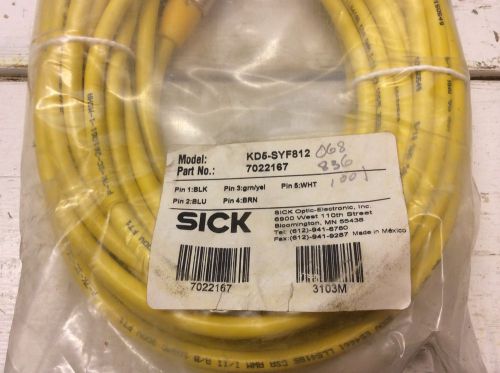 Sick 7022167 5 pin 18 awg yellow pvc jacket 12 meter cordset for sale