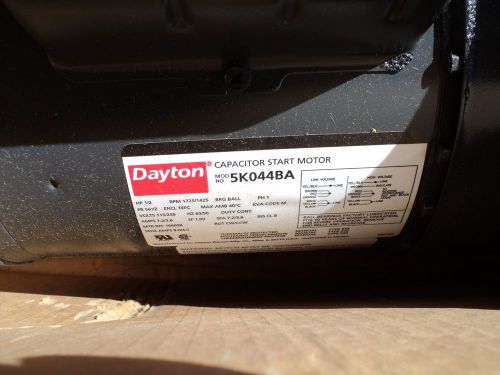 Dayton motor 1/2 hp , 1725 rpm , 56yz ,1 phase ,115/230 v , farm duty, 60/50 hz for sale