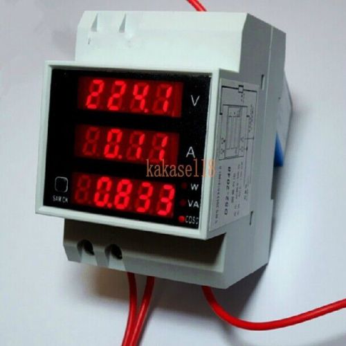 Ac 110v 220v digital din rail100a watt power meter ammeter voltmeter 80-300v for sale