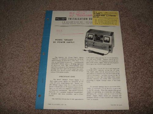 Mallory Model 12RS6DF DC Power Supply Installation Instruction Bulletin Brochure