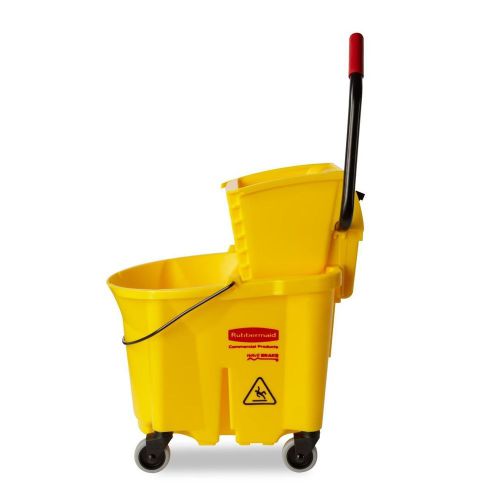 Rubbermaid WaveBreak Side Press Combo  Mop Bucket Yellow Ringer Wringer