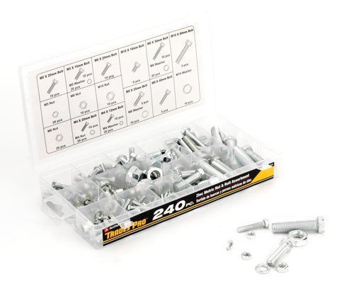 NEW Tradespro 836344 Zinc Metric Nut and Bolt Assortment, 240-Piece